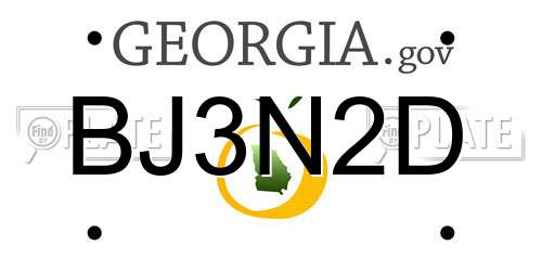 BJ3N2D Georgia License Plate