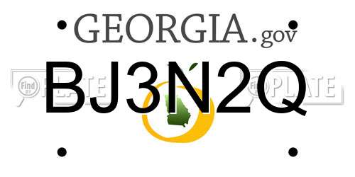 BJ3N2Q Georgia License Plate