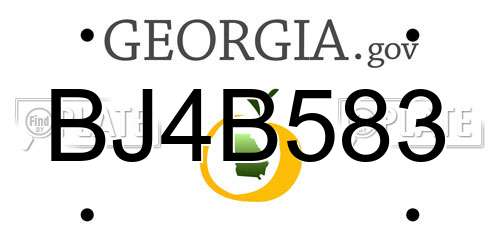 BJ4B583 Georgia License Plate