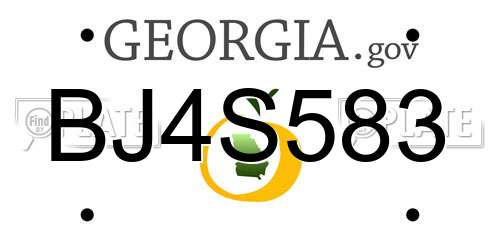 BJ4S583 Georgia License Plate