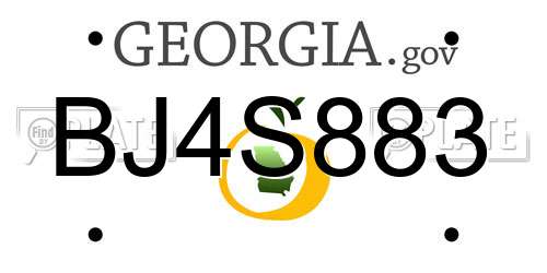 BJ4S883 Georgia License Plate