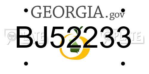 BJ52233 Georgia License Plate