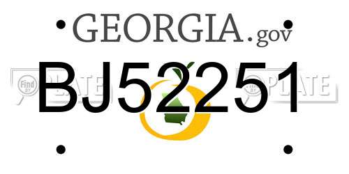 BJ52251 Georgia License Plate