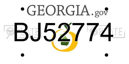 BJ52774 Georgia License Plate