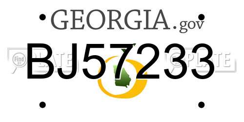 BJ57233 Georgia License Plate