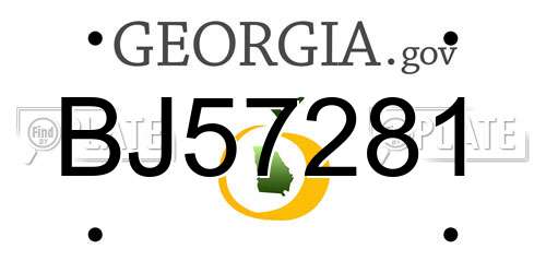 BJ57281 Georgia License Plate