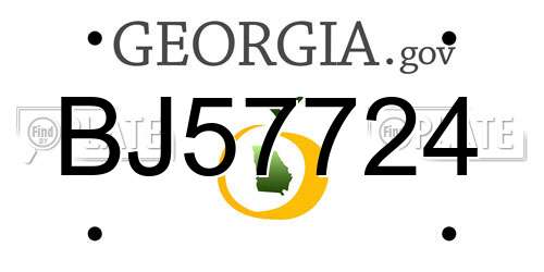 BJ57724 Georgia License Plate