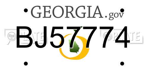 BJ57774 Georgia License Plate