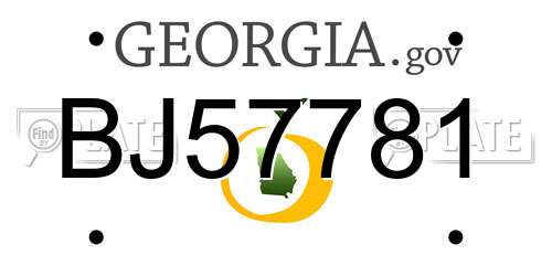 BJ57781 Georgia License Plate