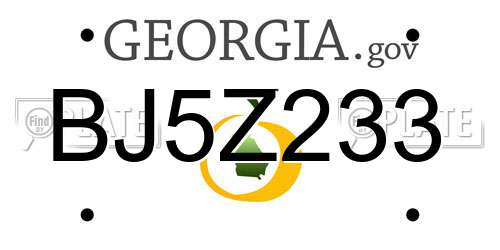 BJ5Z233 Georgia License Plate