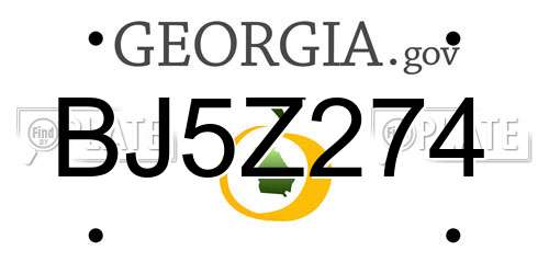 BJ5Z274 Georgia License Plate