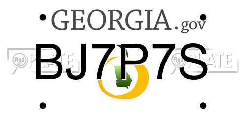 BJ7P7S Georgia License Plate