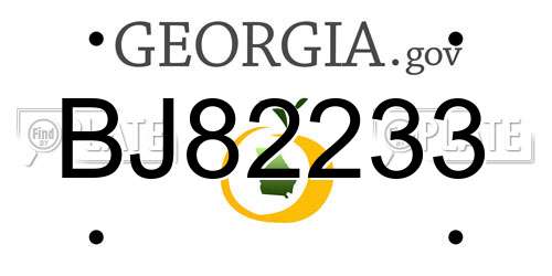 BJ82233 Georgia License Plate