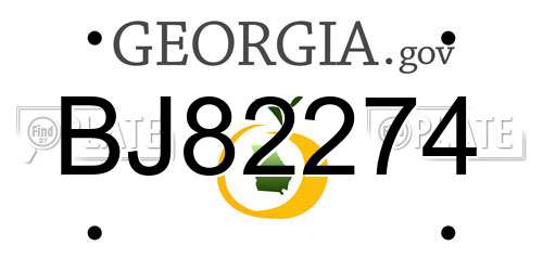 BJ82274 Georgia License Plate