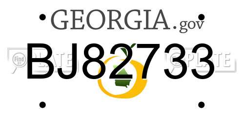 BJ82733 Georgia License Plate