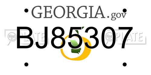BJ85307 Georgia License Plate