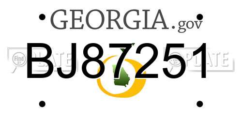 BJ87251 Georgia License Plate