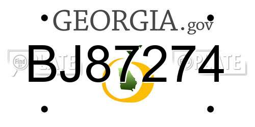 BJ87274 Georgia License Plate