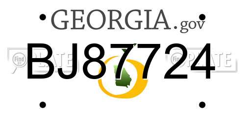 BJ87724 Georgia License Plate