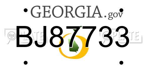 BJ87733 Georgia License Plate
