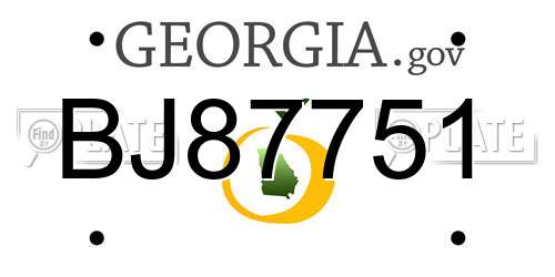 BJ87751 Georgia License Plate