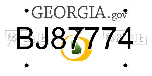 BJ87774 Georgia License Plate