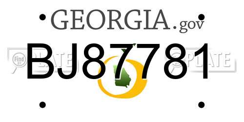 BJ87781 Georgia License Plate