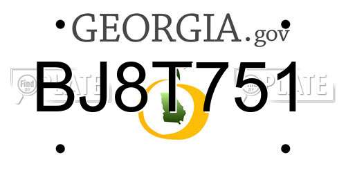 BJ8T751 Georgia License Plate