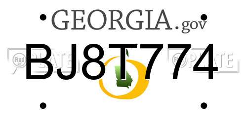 BJ8T774 Georgia License Plate