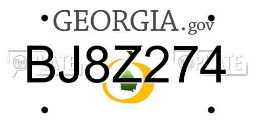 BJ8Z274 Georgia License Plate