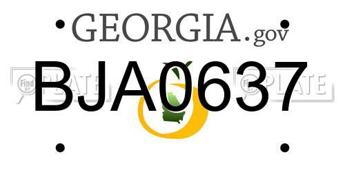 BJA0637 Georgia License Plate
