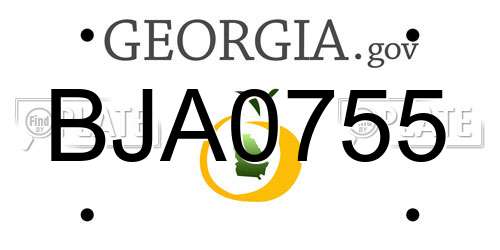 BJA0755 Georgia License Plate