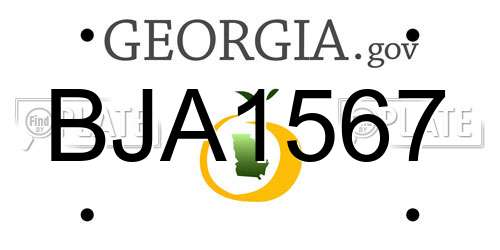 BJA1567 Georgia License Plate