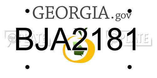 BJA2181 Georgia License Plate