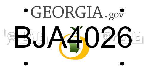 BJA4026 Georgia License Plate