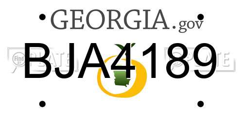 BJA4189 Georgia License Plate