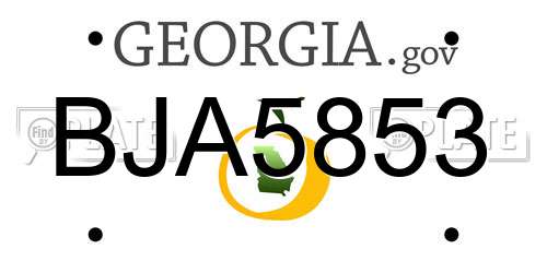 BJA5853 Georgia License Plate