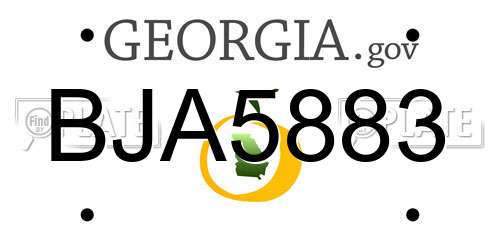 BJA5883 Georgia License Plate