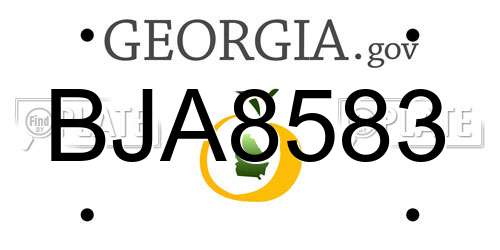 BJA8583 Georgia License Plate