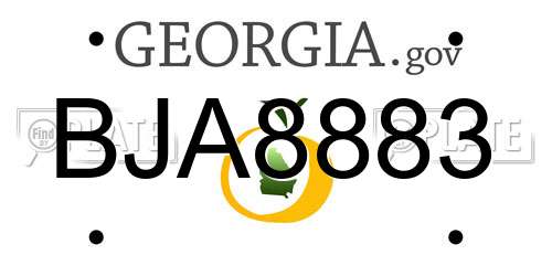 BJA8883 Georgia License Plate