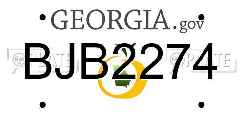 BJB2274 Georgia License Plate