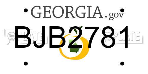 BJB2781 Georgia License Plate