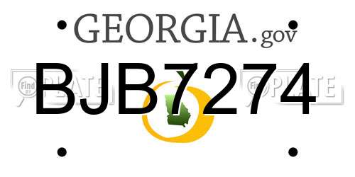 BJB7274 Georgia License Plate