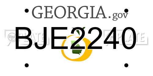 BJE2240 Georgia License Plate