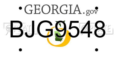 BJG9548 Georgia License Plate