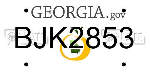 BJK2853 Georgia License Plate