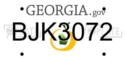 BJK3072 Georgia License Plate