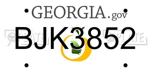 BJK3852 Georgia License Plate