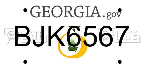 BJK6567 Georgia License Plate
