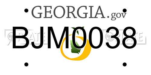 BJM0038 Georgia License Plate